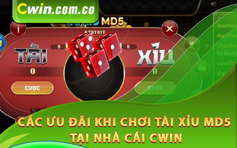 Các ưu đãi khi chơi tài xỉu MD5 tại nhà cái Cwin